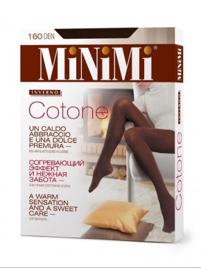 Колготки женские MiNiMi COTONE 160 den, тёплые, хлопок, коричневые